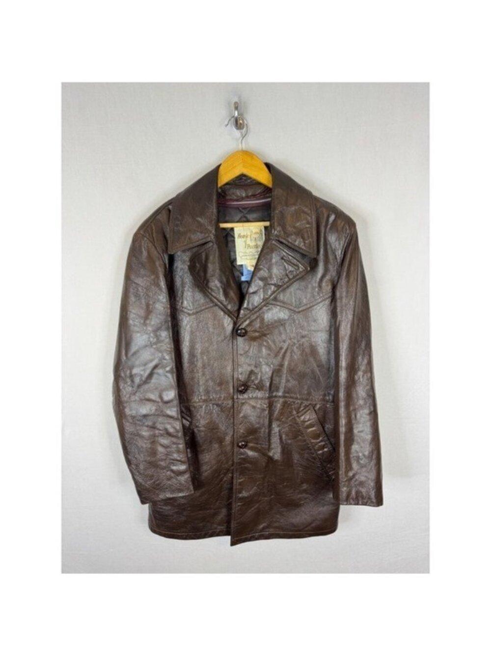 Vintage House of Peerless Brown Leather Car Coat Jacket Men 42 Winnipeg Canada